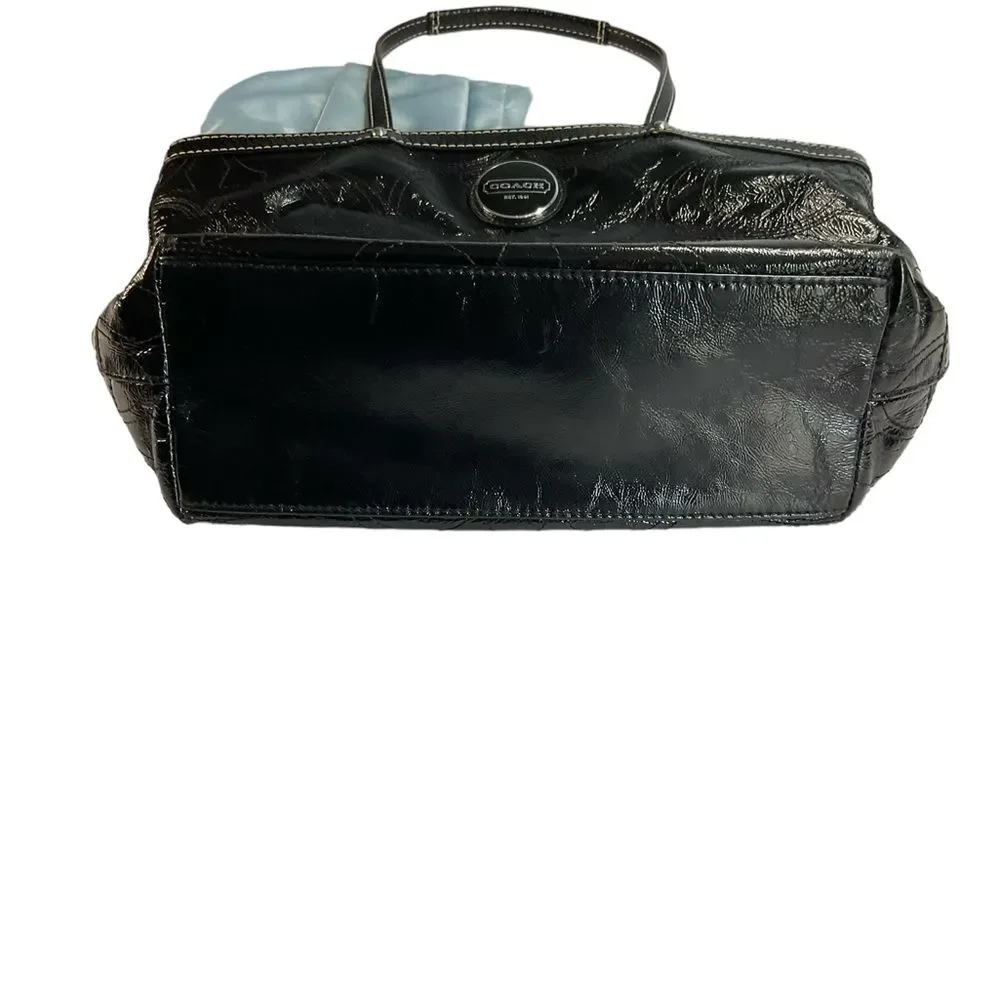 Coach Black Patent Leather Signature Satchel Purse Bag Style 15142